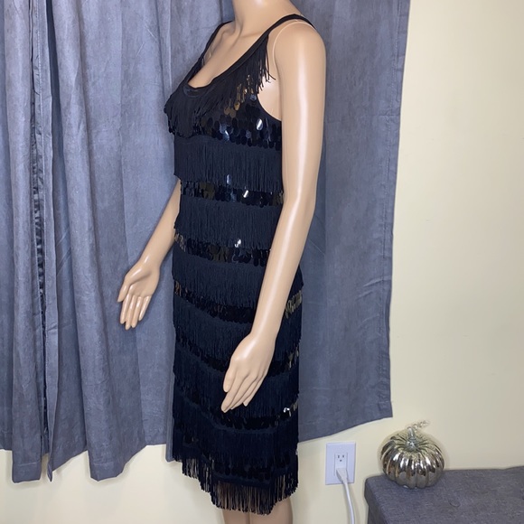 Sleeveless fringe and sequin black dress - Picture 5 of 6